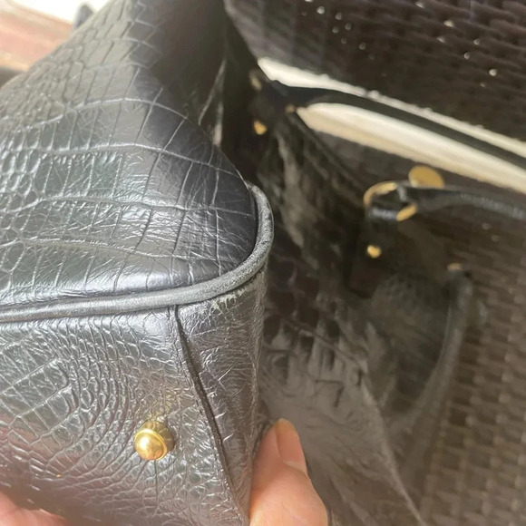 Brahmin Croc Embossed Tote Bag, Black - Picture 13 of 17